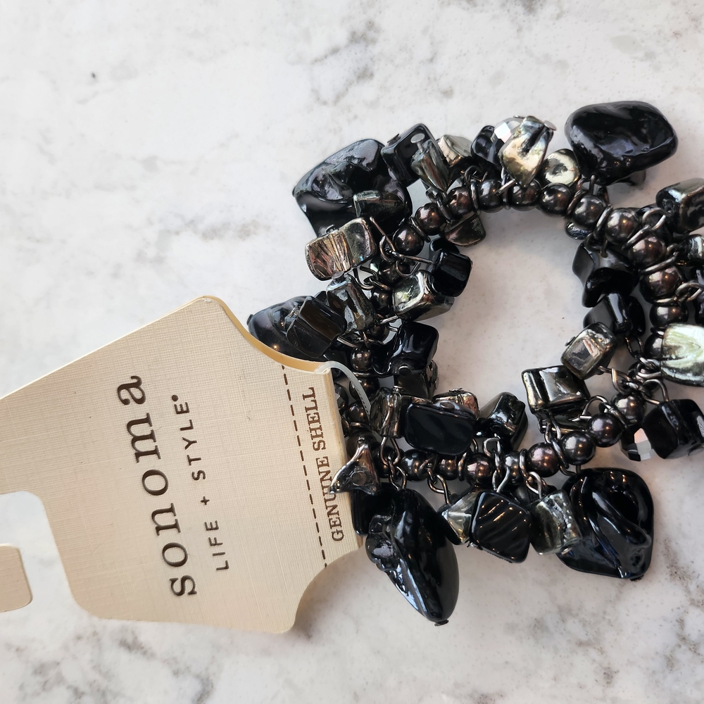 Sanoma NWT Black and Silver Shell Statement Bracelet